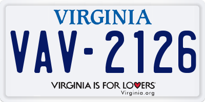 VA license plate VAV2126