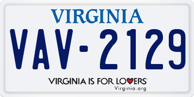 VA license plate VAV2129