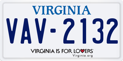VA license plate VAV2132