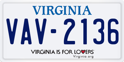 VA license plate VAV2136
