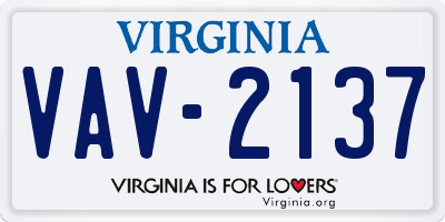 VA license plate VAV2137