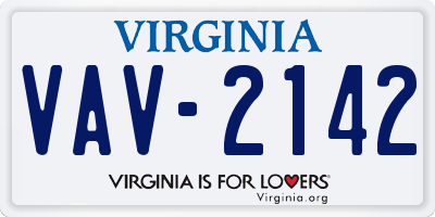 VA license plate VAV2142