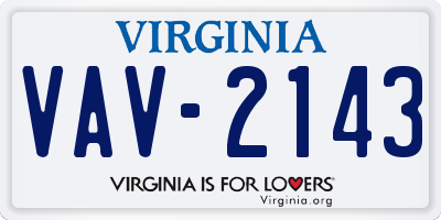 VA license plate VAV2143