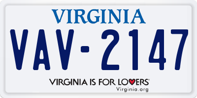 VA license plate VAV2147