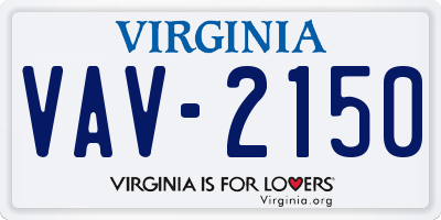VA license plate VAV2150
