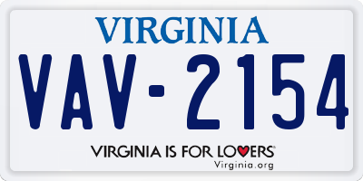 VA license plate VAV2154