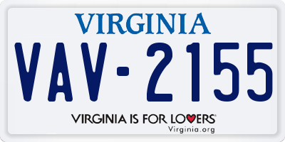 VA license plate VAV2155