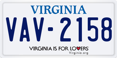 VA license plate VAV2158