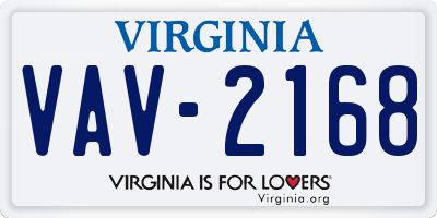 VA license plate VAV2168