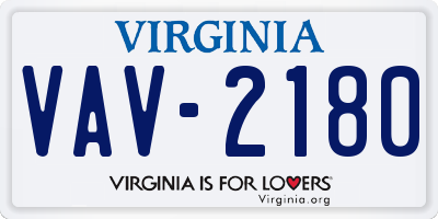 VA license plate VAV2180