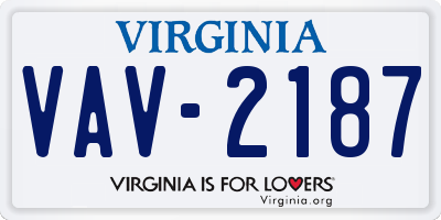 VA license plate VAV2187
