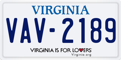 VA license plate VAV2189