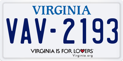VA license plate VAV2193