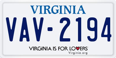 VA license plate VAV2194