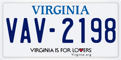 VA license plate VAV2198