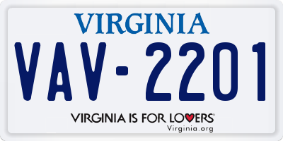 VA license plate VAV2201