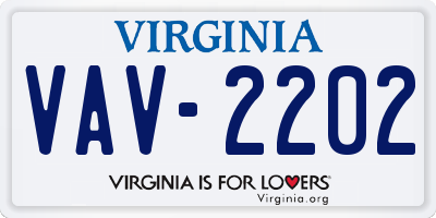 VA license plate VAV2202