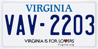VA license plate VAV2203