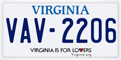VA license plate VAV2206