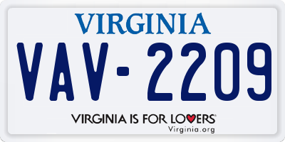 VA license plate VAV2209