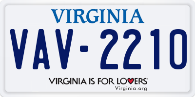 VA license plate VAV2210