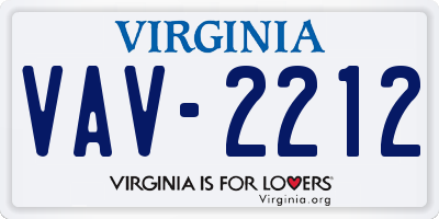 VA license plate VAV2212