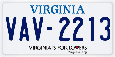 VA license plate VAV2213