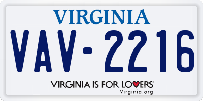 VA license plate VAV2216