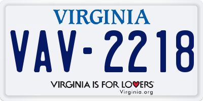 VA license plate VAV2218