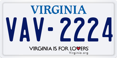 VA license plate VAV2224