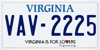 VA license plate VAV2225