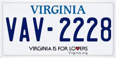 VA license plate VAV2228
