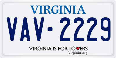 VA license plate VAV2229