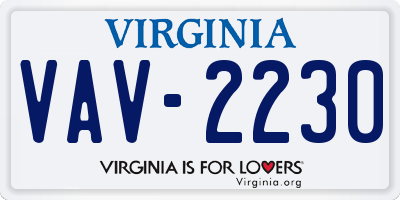 VA license plate VAV2230