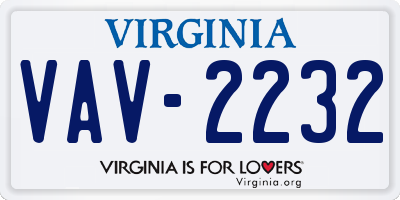 VA license plate VAV2232