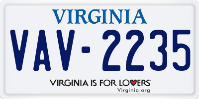 VA license plate VAV2235