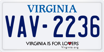 VA license plate VAV2236