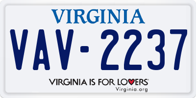VA license plate VAV2237