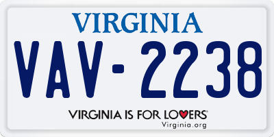VA license plate VAV2238