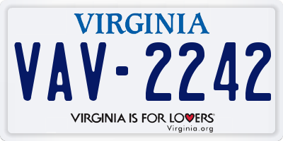 VA license plate VAV2242
