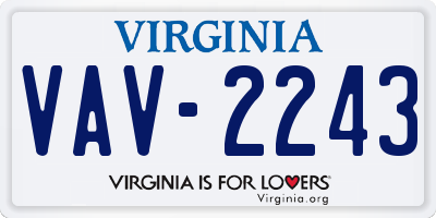 VA license plate VAV2243