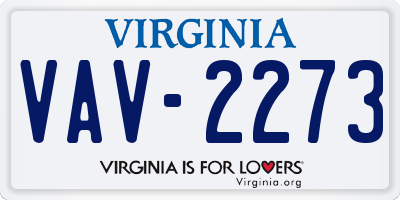 VA license plate VAV2273