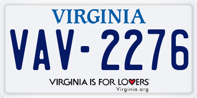 VA license plate VAV2276