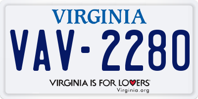 VA license plate VAV2280