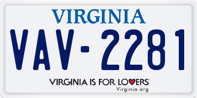 VA license plate VAV2281