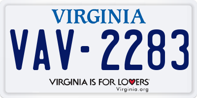VA license plate VAV2283
