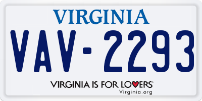 VA license plate VAV2293