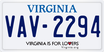 VA license plate VAV2294