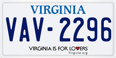 VA license plate VAV2296