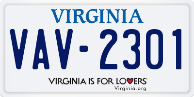 VA license plate VAV2301